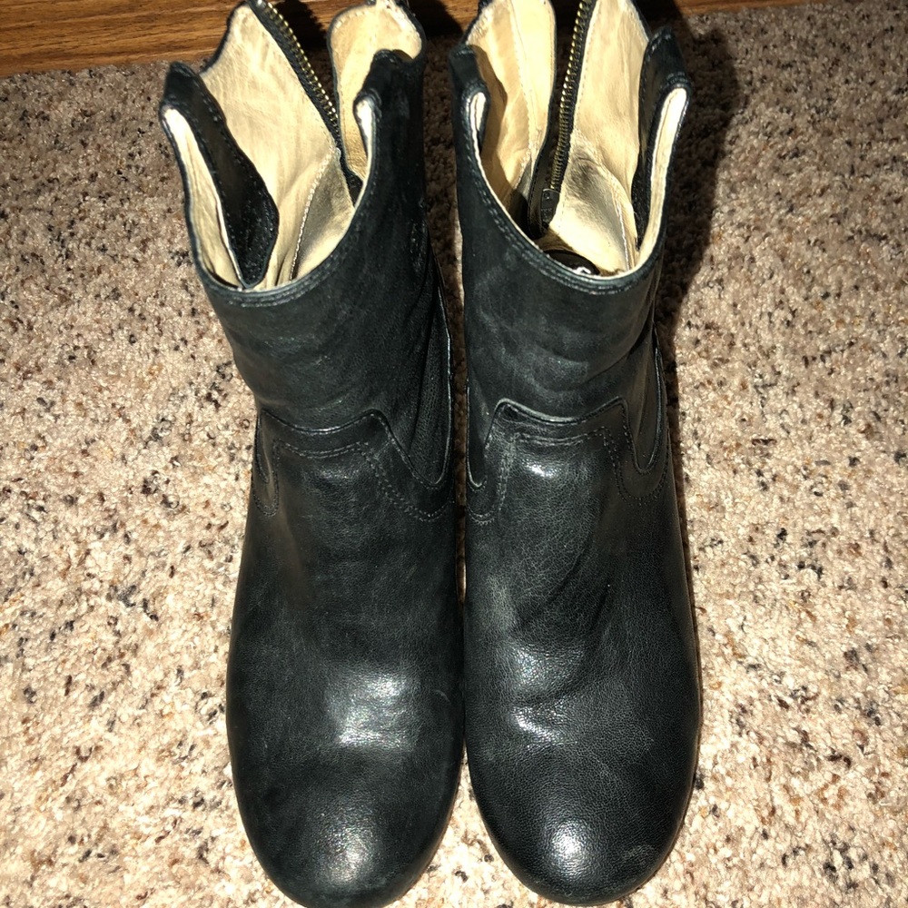 Frye black wedge boots size 8